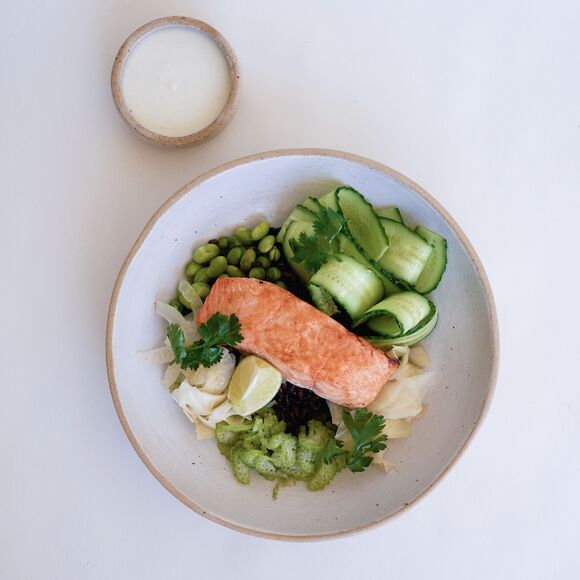 <p>miso salmon bowl </p>