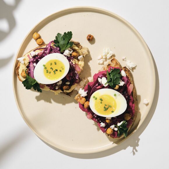 toast with hummus and feta