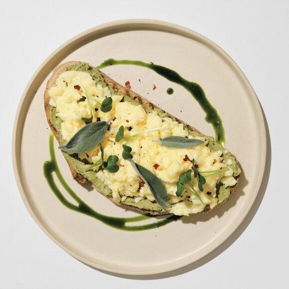 scrambled egg toast with sage