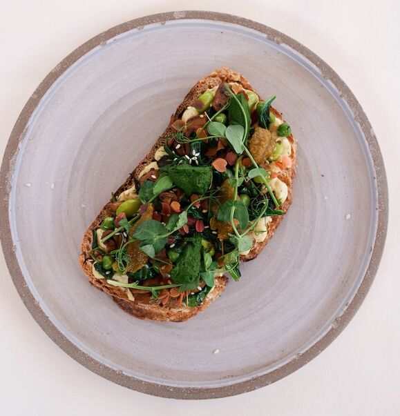 <p>toast with mix of mushrooms </p>