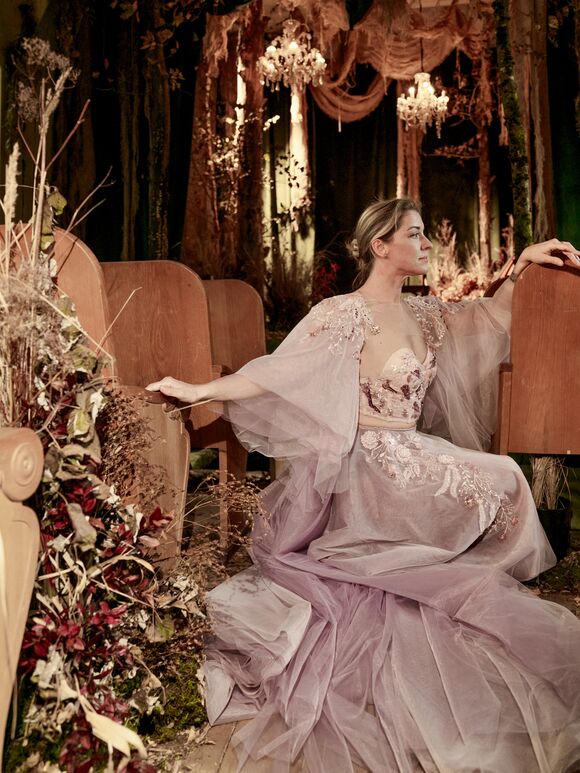 Алиса, комплект из корсета, юбки со шлейфом и накидки, размер 44-46-48