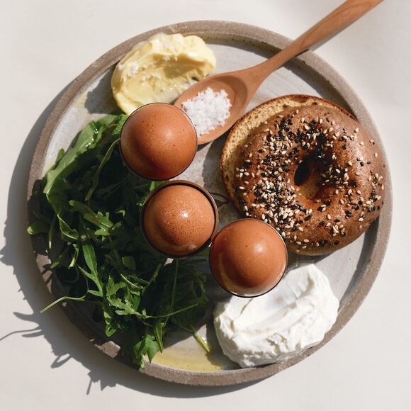 <p>protein bagel with eggs</p>